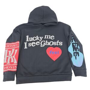 KIDSEE Lucky I See Ghosts Hoodie Rapper Grey Hooded Sweatshirt Hoddie M 3026